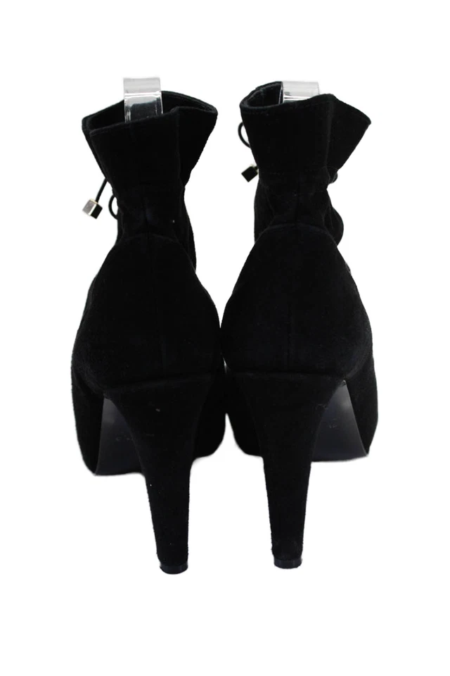 Botines de tacón pulóver con cordones forrados punta abierta para mujer Marina Rinaldi negros talla EUR Foto 3 de 4