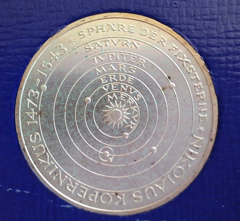 1973 J Germany 5 Deutsche Mark Birth of Nicolaus Copernicus KM# 136