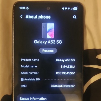Samsung Galaxy A53 5G Smartphone Black Android Bar Style SM-A536U