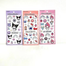 PETA MELLOW Sanrio Stickers Set Hello Kitty, Kuromi, My Melody  Used, Clear