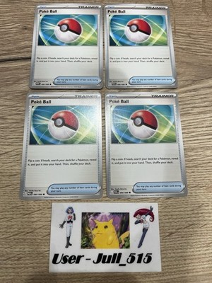 x4 Pokemon TCG Karten - Poke Ball 080/088 Play Set - Perfect Order - Fast Post NM