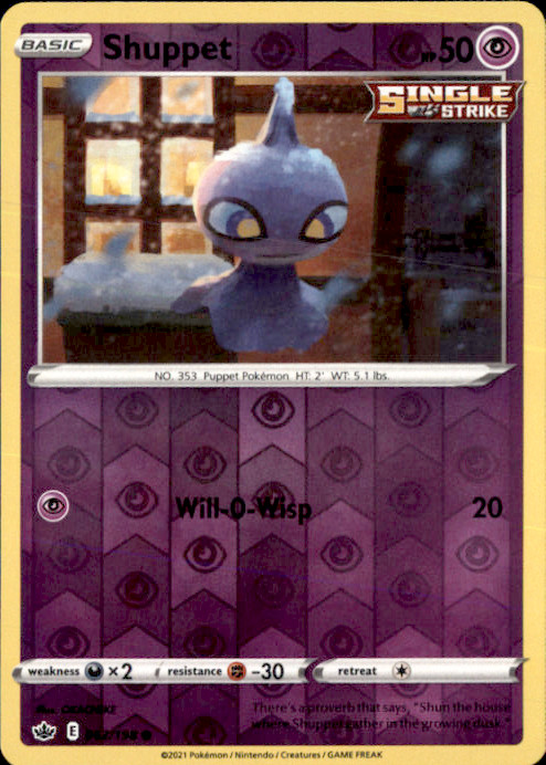 Shuppet Reverse Holo Common SWSH06: Chilling Reign 062/198 NM OKACHEKE 2021