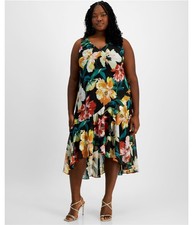 Robbie Bee Womens Floral High-Low Dress, Multicoloured, 18W