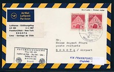82053) LH FF Frankfurt - Bogota 4.4.67, Brief...