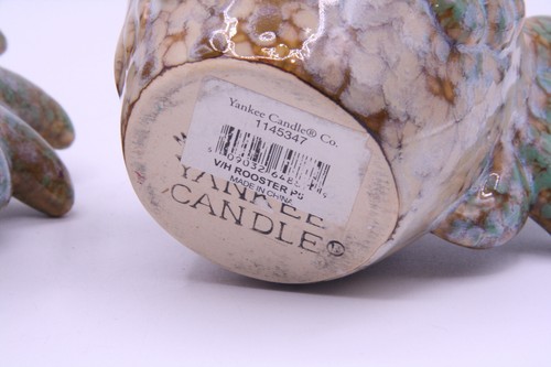 Yankee Candle Holders Brown Green Gold Set Of 2 Rooster Farmhouse Cottagecore - Picture 9 of 12