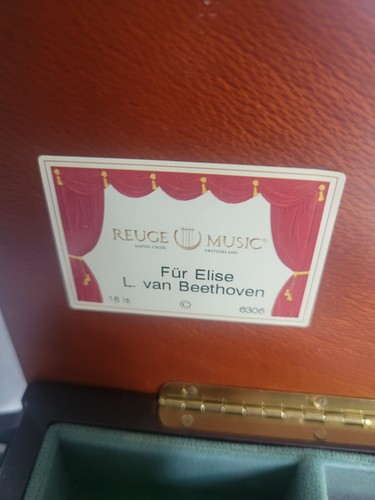 Vintage Reuge Jewelry Music Box Grand Piano Shape Musical Wood Inlay Beethoven - Picture 5 of 5