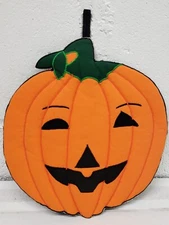 Jumbo Quilted Pumpkin Shaped Potholder(7.5") HALLOWEEN,JACK O'LANTERN,black back