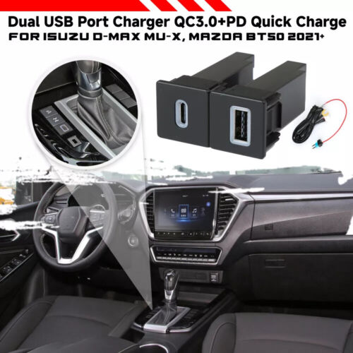 2 Port USB-A+C PD Fast Charger For Isuzu D-Max MU-X For Mazda BT50 2020-2024 - Picture 3 of 12