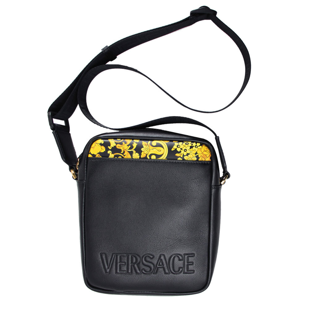 BRAND NEW VERSACE BLACK LEATHER CROSSBODY SHOULDER BAG
