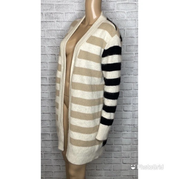 Cárdigan largo suéter Diane von Furstenberg mezcla angora rayas P petite Foto 4 de 4