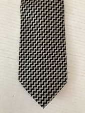 Starr U.S.A. Men's Necktie Tie Black Gray Herringbone Pattern Wide Made in USA
