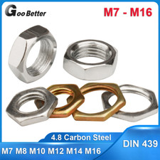 M7 M8 M10 M12 M14 M16 Fine Pitch Thread Hexagon Half Lock Thin Nuts Zinc Plated