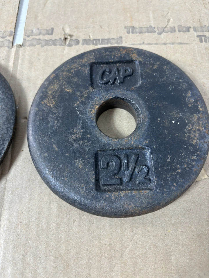 "Juego de 3 mancuernas de hierro fundido placa de peso estándar de 2,5 lb con tapa de 2,5 lb" Foto 4 de 4