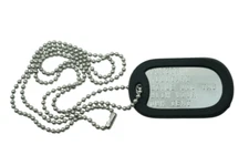 Custom Embossed Single Military Style Stainless Steel Dog Tag 30" Chain Necklace