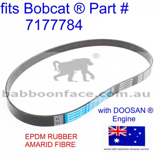 fits Bobcat Doosan D24 Alternator Belt 7177784 S550 S570 S590 EPDM ARAMID FIBRE - Foto 3 di 15