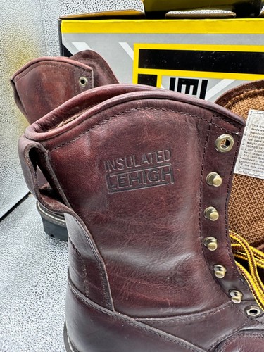 Zapatos de Seguridad Lehigh 11 W Marrón 8" Cuero Leñador Punta de Acero Bota Aislada - Imagen 7 de 11