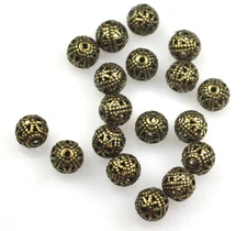 50 Antique Gold Plated Filigree Round Metal Beads 6MM