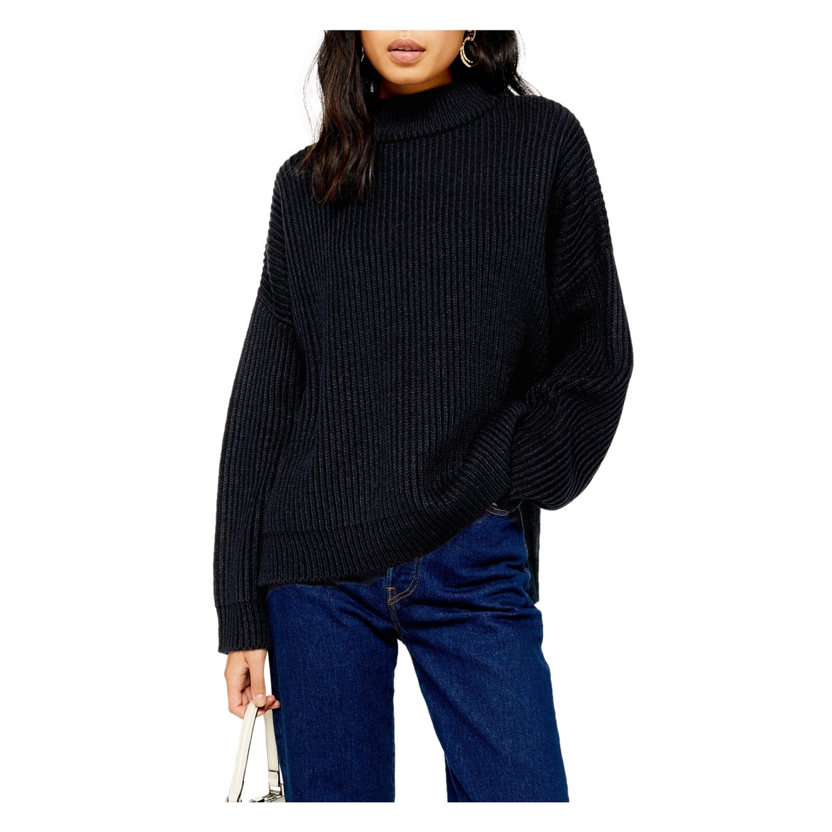 Mock Neck Topshop High Neck Top NEW Topshop Dark Navy Blue Mock