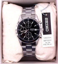 SEIKO Selection SBTQ041 Chronograph Quartz Men's Watch Silver Black From Japan