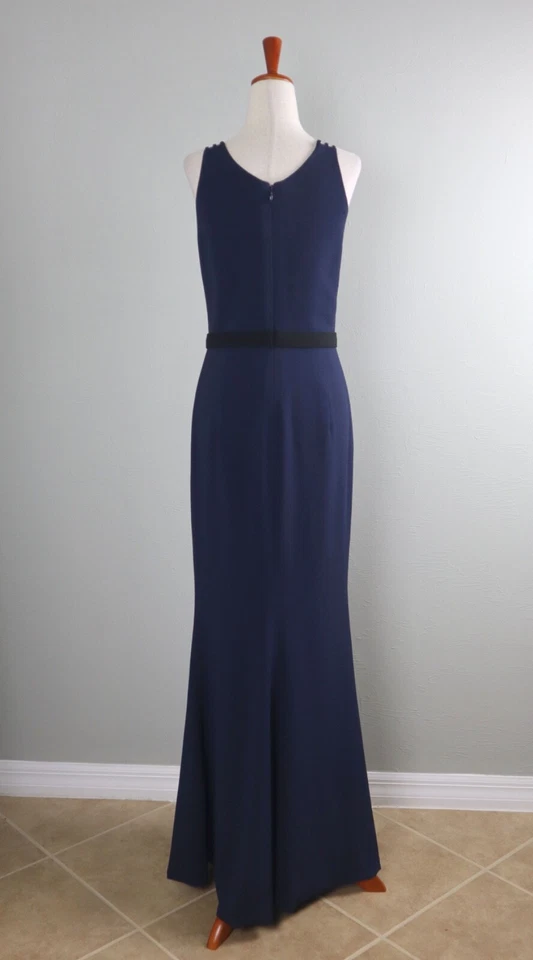 Maxi Vestido de Noche DRESS THE POBLATION $288 Azul Crepe Malla Abertura Talla Mediana Foto 4 de 4