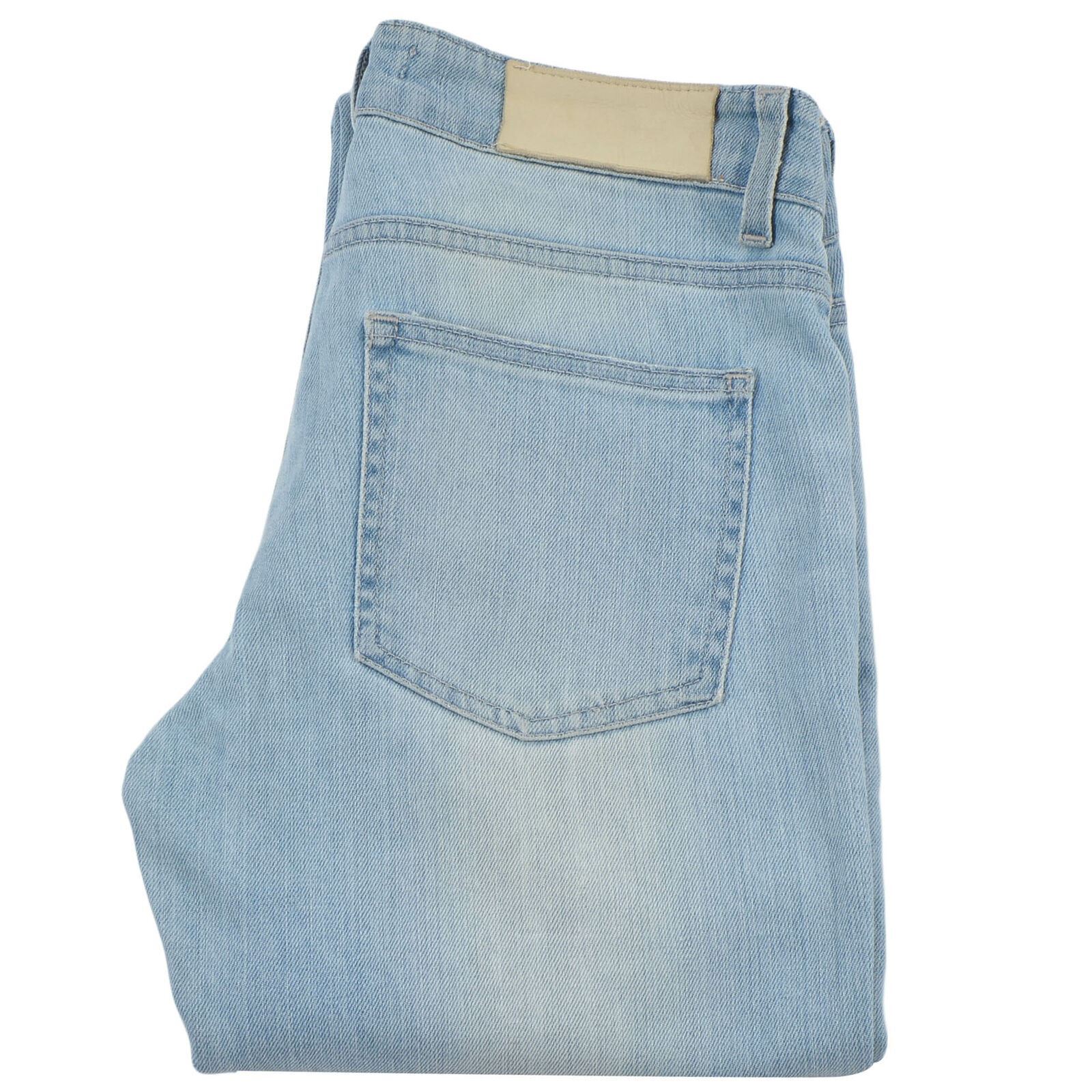 Acné Femmes Jean Jeans Coffre Coupe Bleu Clair Coton Bouton Poche Zip
