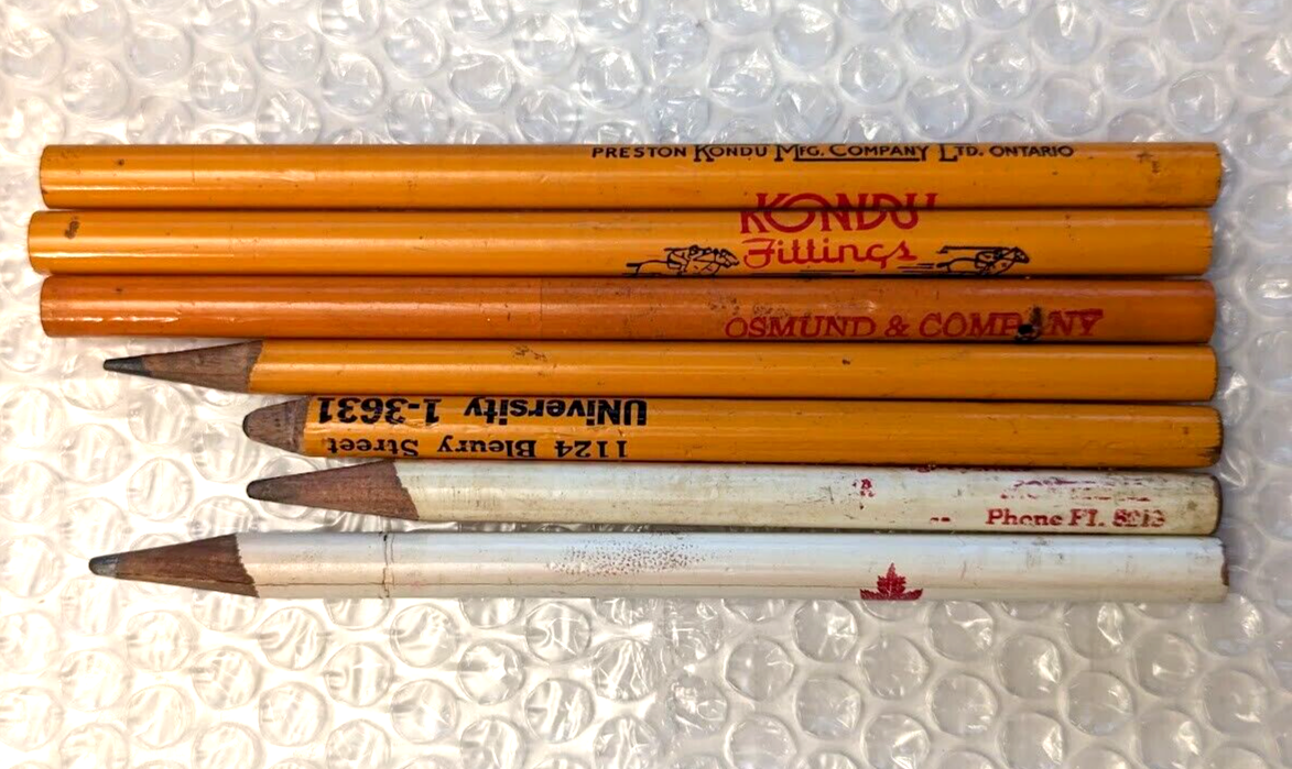 7 Vintage 1950s Advertising Lead Thick Pencil Kondu Maple Leaf Fat