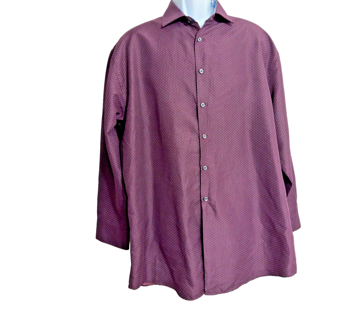 Linea Uomo Dress Shirt Size 17 32/33 Color Burgundy Patterns  display picture 2