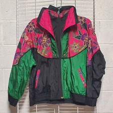 VINTAGE 80's Women's Windbreaker By*SPORTS  ACCENT II*Retro Multicolored●Sz.XXL