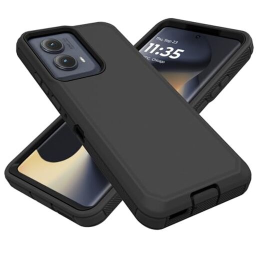 for Motorola Edge 2024 Case, Heavy Duty Defender Case Dustproof Black