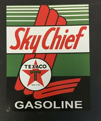 Sky Chief Texaco Gasoline Advertising Metal Sign Man Cave Advertising ...