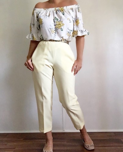 Vintage 80s Vanilla Yellow High Rise 