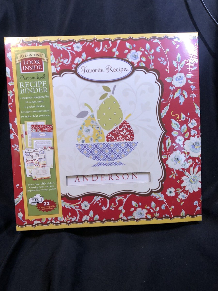 Large All-In-One Personalized Recipe Binder W Shop List, Recipe Cards,  Stickers