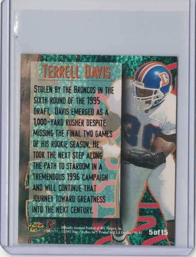 1997 Fleer Goudey Pigskin 2000 Terrell Davis #5 Broncos - Picture 2 of 2