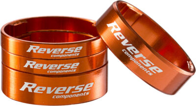 Reverse Fahrrad Alu Vorbau / SCS Spacer Set 1 1/8'' 2x 5mm 2x 10mm orange