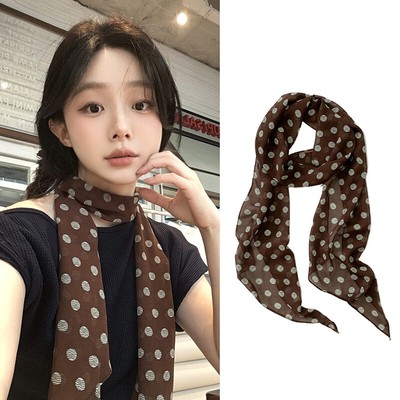Retro Polka Dots Women Tie Hair Band Bags Handle Decoration Multifunction Scarfs