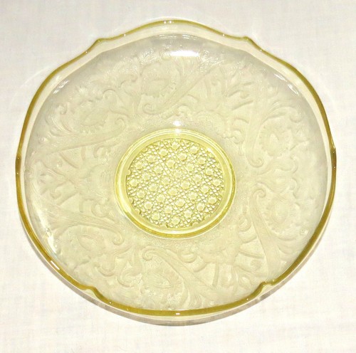 Yellow Glass 11.1/4 inch Etched Serving Bowl