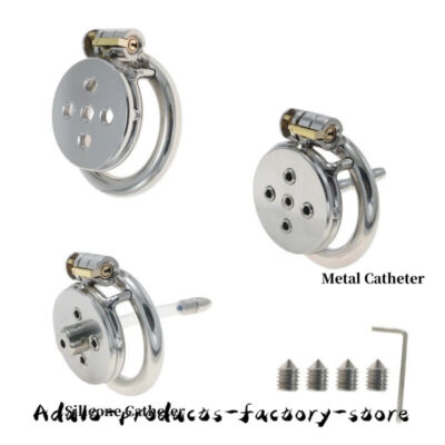 Male Metal Flat Chastity Cage with 4 Spikes Peni Lock Abstinence Chastity Device