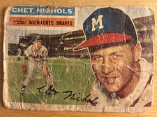 1955 Topps Chet Nichols Baseball Card #278 Braves Pitcher Low Grade Poor
