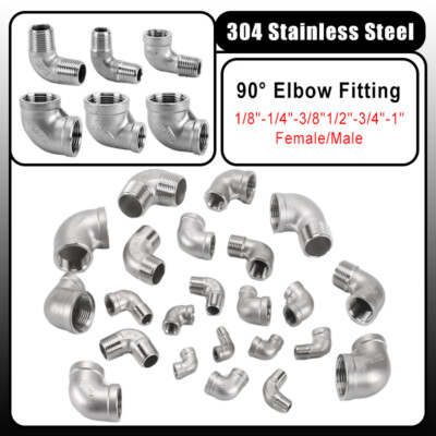 304 Stainless Steel 90° Elbow Fitting BSP Thread Female/Male Connector 1/8''~1''
