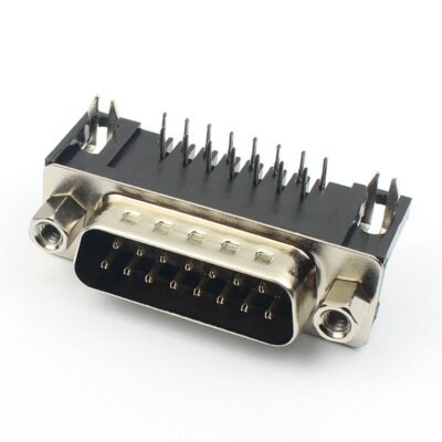 1Pcs D-SUB 15 Pin Male Right Angle PCB Connector 2 Rows DB15