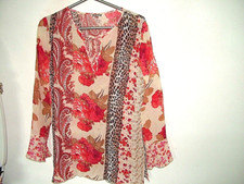 Cream Pink Top TUnic Kaftan 12 Naf Naf La Redoute floaty, floral long sleeve