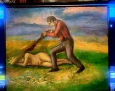 Quality original vintage art EXPRESSIONISM  PETER PASSUNTINO SGND FRMD