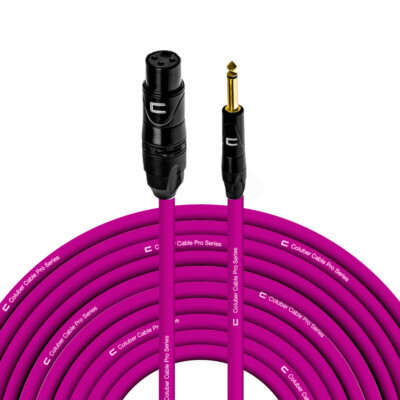 3-Pin XLR Female to 1/4'' TS Male Unbalanced Mono Cable Custom Length, Color Cord