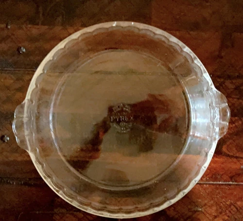 VINTAGE PYREX CLEAR GLASS SCALLOPED PIE PAN PLATE #228 8 1/2" DEEP DISH