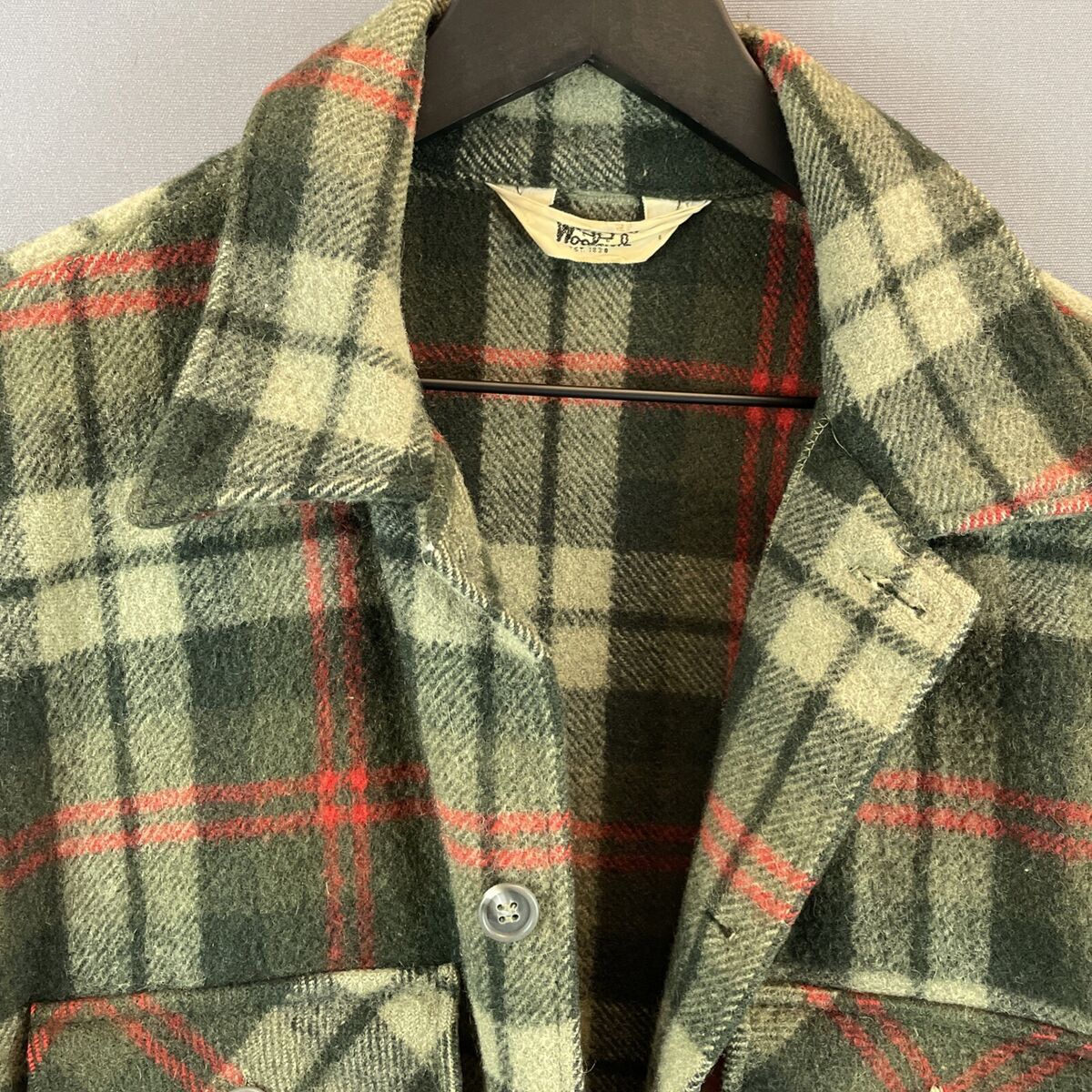 Vtg Woolrich Green Plaid Thick Wool Flannel Shirt Barn Vtg Woolrich Green Plaid Thick Wool Flannel Shirt Barn