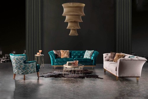 Türkis Wohnzimmersofa Luxus Couchen Moderne Polstermöbel Bequem Neu - Bild 3 von 5