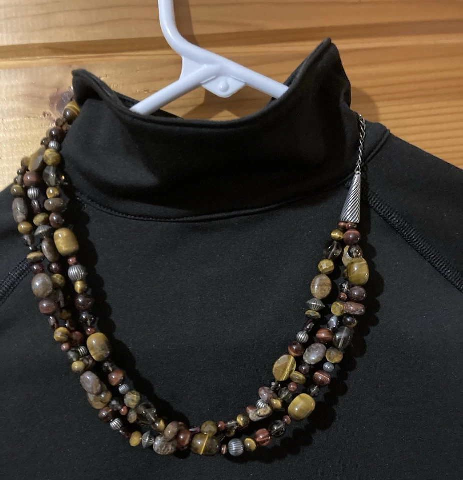 Striking Carolyn Pollack 纯银老虎眼 15 英寸串珠项链