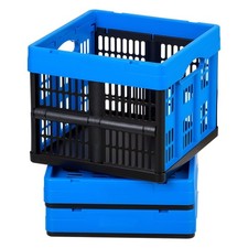 Plastic Collapsible Storage Bins, 25L 3 Packs, Stackable Folding Storage Crates