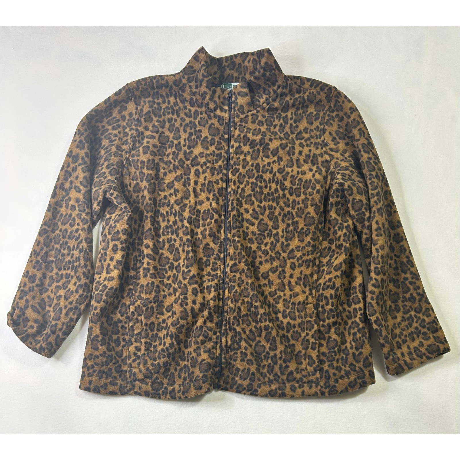 Lauren Active Ralph Lauren Leopard Fleece Jacket Womens 3X Brown Animal Print