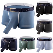 Ice Silk Men's Boxer Briefs Shorts Underwear Panties Comfortable Breathable